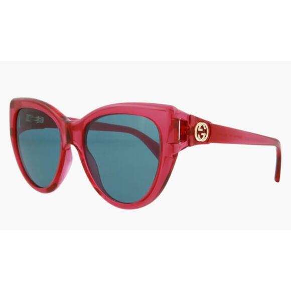 Gucci 56mm Cat Eye Sunglasses Red with blue lenses - Picture 1 of 8